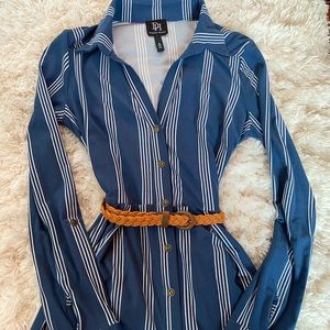 Derek Heart Belted Striped Dress